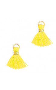 Ibiza style mini Tassel 1cm Gold-freesia yellow